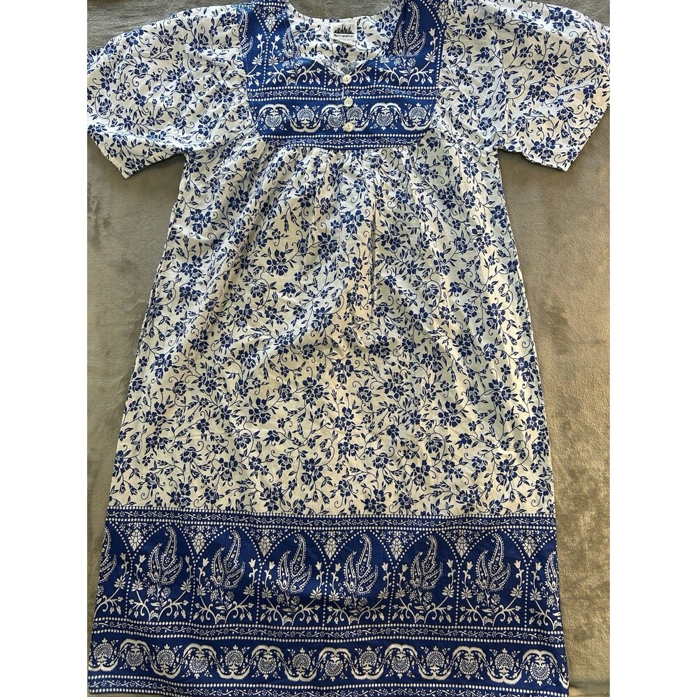 Metropolitan Women’s Blue White Floral Paisley Dress Size Small Cottagecore